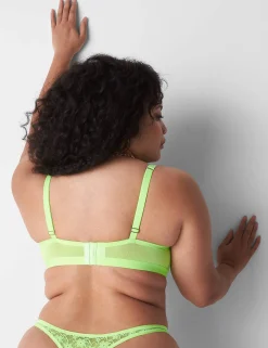 F To K Cups^Lane Bryant Lace Unlined Demi Bra Green Gecko