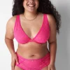 Plunge Bras^Lane Bryant Lace Unlined High Apex Bra Pink Glow