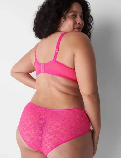 F To K Cups^Lane Bryant Lace Unlined High Apex Bra Pink Glow