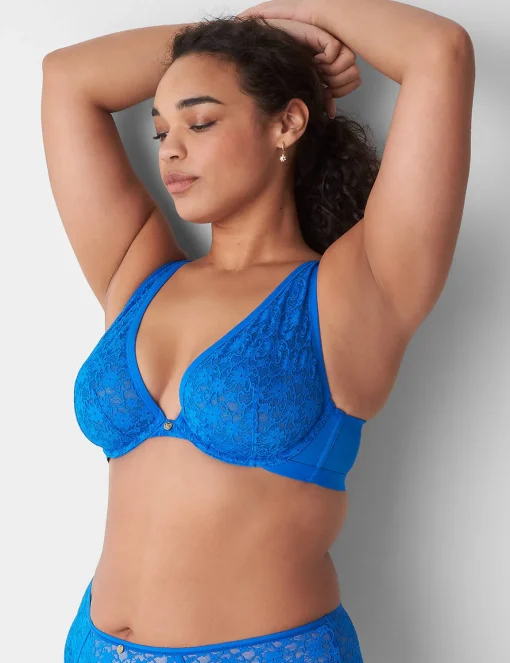 Sexy Bras^Lane Bryant Lace Unlined High Apex Bra Electric Blue