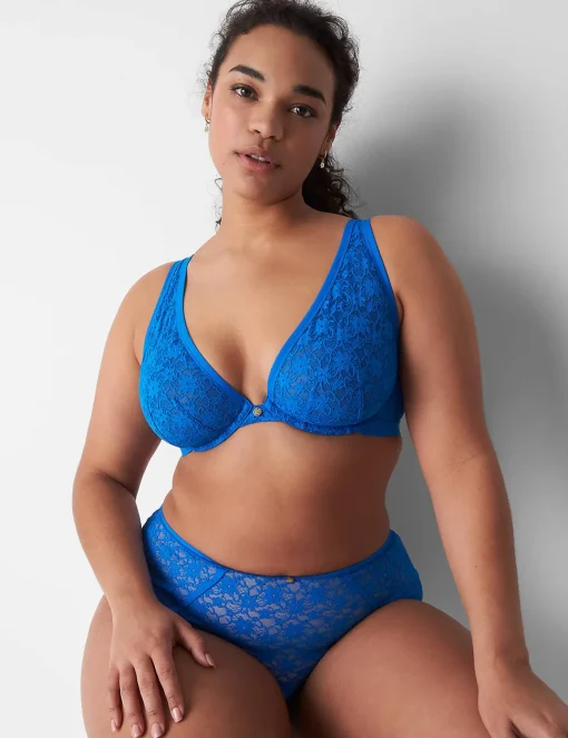 Sexy Bras^Lane Bryant Lace Unlined High Apex Bra Electric Blue