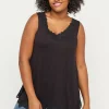 The Tee Shop^Lane Bryant Lace-Trim Swing Tank Black