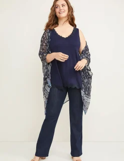 The Tee Shop^Lane Bryant Lace-Trim Swing Tank Night Sky