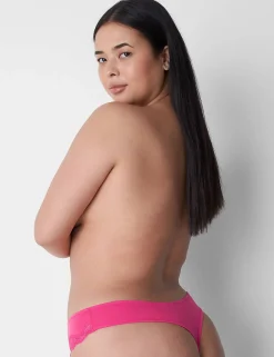 Sexy Panties^Lane Bryant Lace-Trim Thong Pink Yarrow
