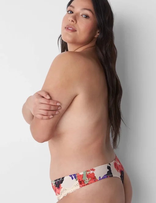 Sexy Panties^Lane Bryant Lace-Trim Thong Soleil Bloom