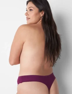 Thong Panties^Lane Bryant Lace-Trim Thong Dark Purple