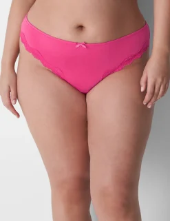 Sexy Panties^Lane Bryant Lace-Trim Thong Pink Yarrow