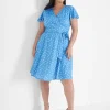 Lena^Lane Bryant Lena Surplice-Neck Fit & Flare Dress Beverly Dot