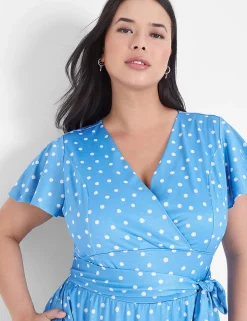Lena^Lane Bryant Lena Surplice-Neck Fit & Flare Dress Beverly Dot