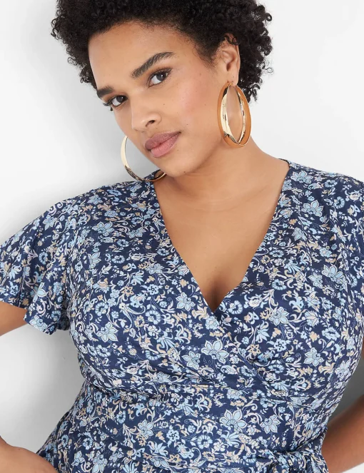 Work Versatile^Lane Bryant Lena Surplice-Neck Fit & Flare Dress Cynthia Floral