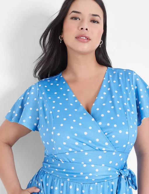 Lena^Lane Bryant Lena Surplice-Neck Fit & Flare Dress Beverly Dot