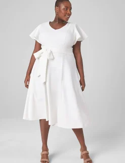 Maxi & Midi^Lane Bryant Lena V-Neck High-Low Midi Dress Ivory Rose