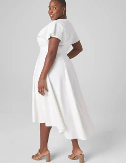 Maxi & Midi^Lane Bryant Lena V-Neck High-Low Midi Dress Ivory Rose