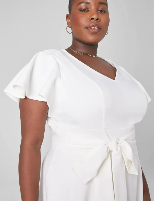 Occasion^Lane Bryant Lena V-Neck High-Low Midi Dress Ivory Rose