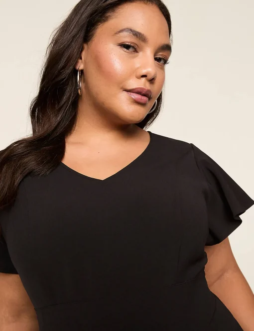 Lena^Lane Bryant Lena V-Neck High-Low Midi Dress Black