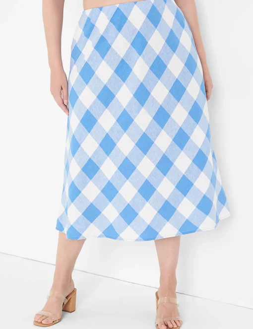 Skirts^Lane Bryant Linen Bias-Cut Slip Skirt Lattice Check