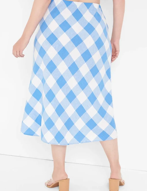 Skirts^Lane Bryant Linen Bias-Cut Slip Skirt Lattice Check
