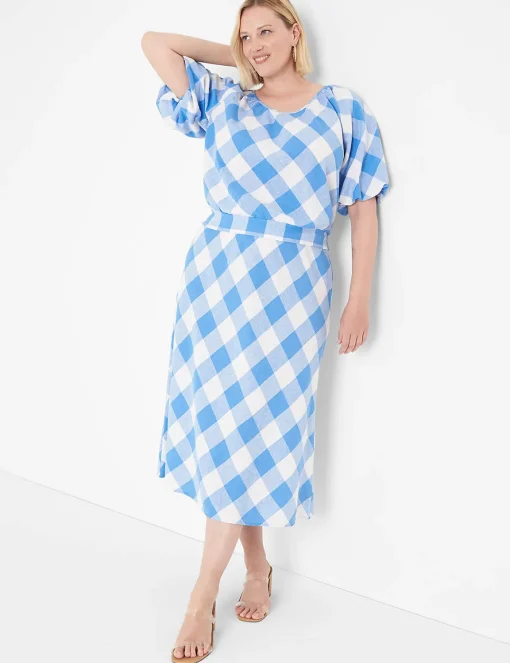 Skirts^Lane Bryant Linen Bias-Cut Slip Skirt Lattice Check