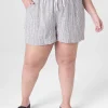 Shorts^Lane Bryant Linen Short Blue Ecru Stripe
