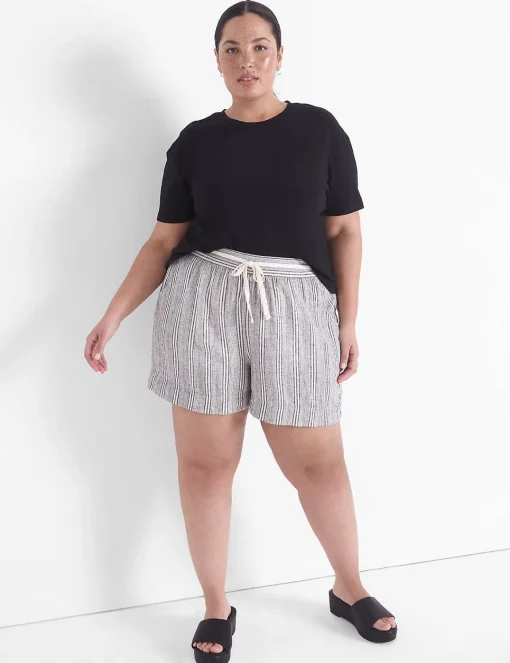 Shorts^Lane Bryant Linen Short Blue Ecru Stripe