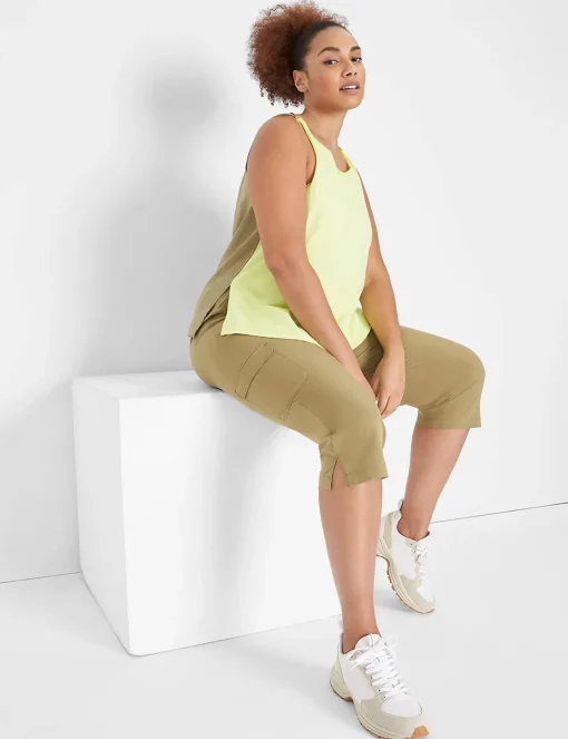 Livi Active Tops^Lane Bryant Livi Boatneck Twist-Shoulder Tank Sunny Lime