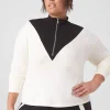 Livi Active Tops^Lane Bryant Livi Cozysoft Half-Zip Colorblock Cropped Pullover Ivory