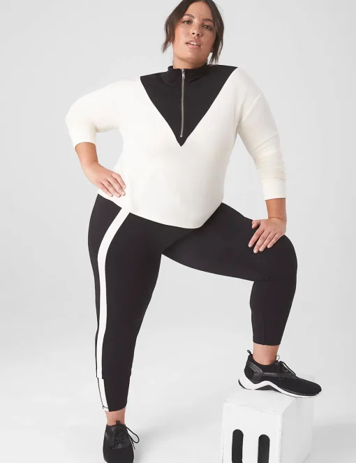 Livi Active Tops^Lane Bryant Livi Cozysoft Half-Zip Colorblock Cropped Pullover Ivory