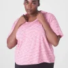 Livi Active Tops^Lane Bryant Livi Crop Scoop-Neck Spacedye Hoodie Fuchsia Pink