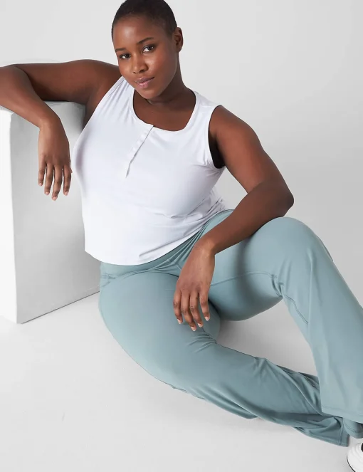 Livi Active Tops^Lane Bryant Livi Crop Snap-Up Wicking Tank White