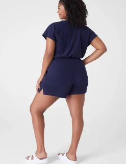 Jumpsuits & Rompers^Lane Bryant Livi Faux-Wrap Towel Terry Romper Maritime Blue