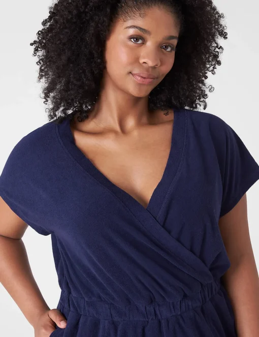 Casual^Lane Bryant Livi Faux-Wrap Towel Terry Romper Maritime Blue