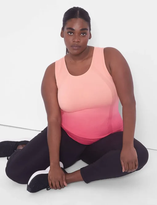 Livi Active Tops^Lane Bryant Livi Fitted Crew-Neck Seamless Tank Desert Flower
