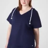 Livi Active Tops^Lane Bryant Livi French Terry Short-Sleeve Hoodie Maritime Blue