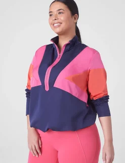 Jackets^Lane Bryant Livi Half-Zip Colorblock Windbreaker Jacket Maritime Blue