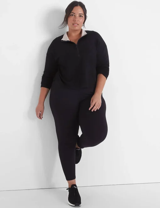 Livi Active Tops^Lane Bryant Livi Half-Zip Cozysoft Cropped Pullover Black