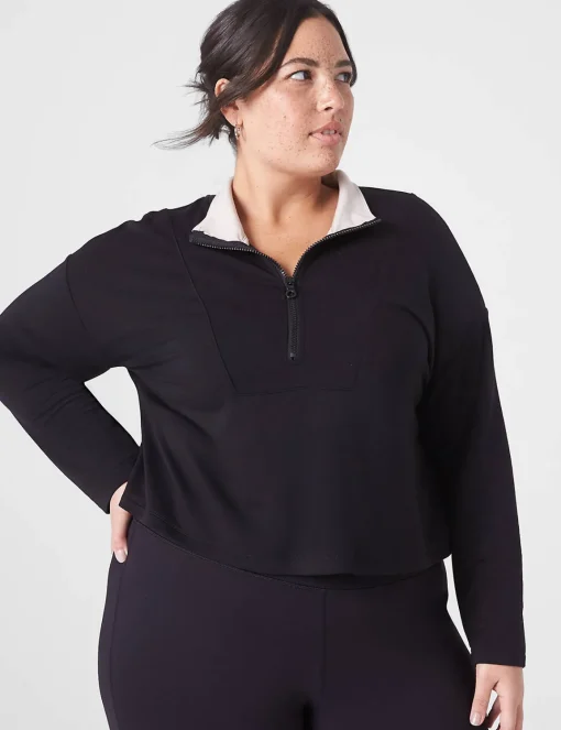 Livi Active Tops^Lane Bryant Livi Half-Zip Cozysoft Cropped Pullover Black