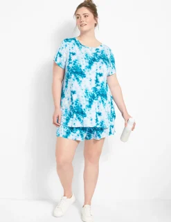 Livi Active Tops^Lane Bryant Livi High-Low Shirttail Hem Tee Spaced Tie Dye