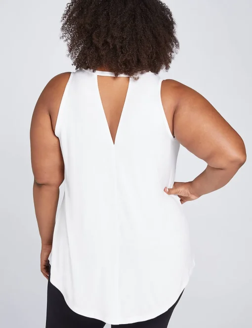 Livi Active Tops^Lane Bryant Livi High-Neck V-Back Tank White