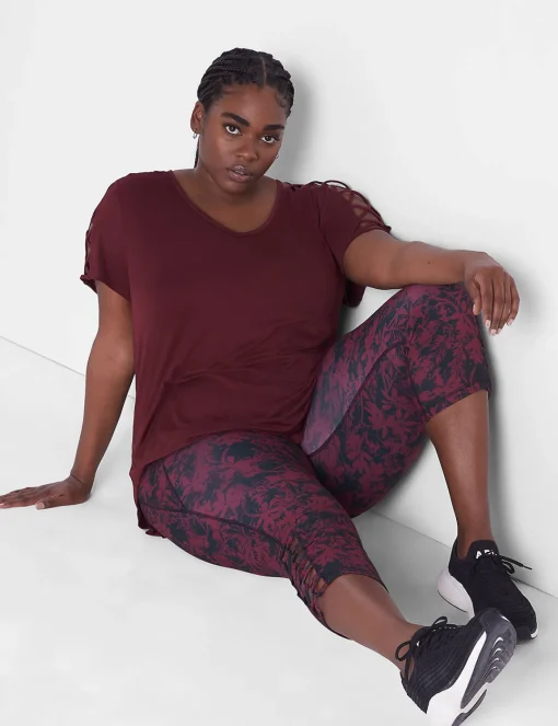 Crops And Capris^Lane Bryant Livi High-Rise Livi Soft Capri Legging - Strappy Hem Lagos Tropical Print