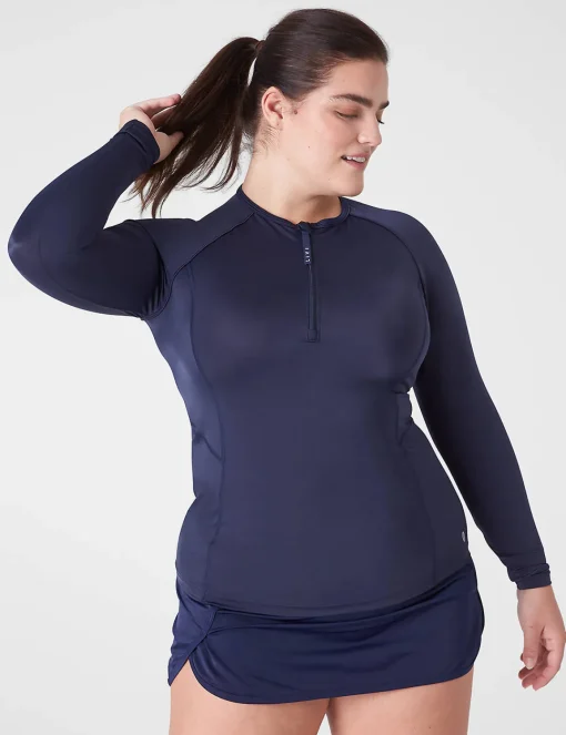 Swim Tops^Lane Bryant Livi Long-Sleeve Swim Rash Guard Maritime Blue