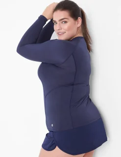 Swim Tops^Lane Bryant Livi Long-Sleeve Swim Rash Guard Maritime Blue