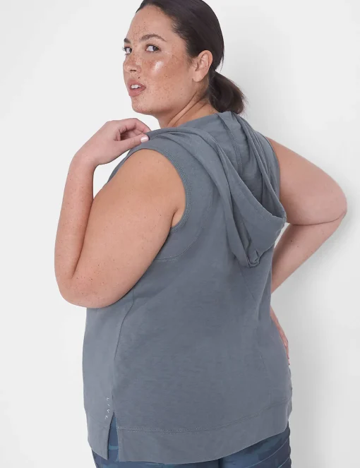 Livi Active Tops^Lane Bryant Livi Mid V-Neck Hooded Tank Balsam Green