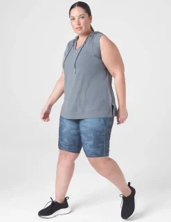 Livi Active Tops^Lane Bryant Livi Mid V-Neck Hooded Tank Balsam Green