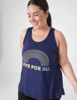 Livi Active Tops^Lane Bryant Livi Pride Back-Detail Tank Maritime Blue