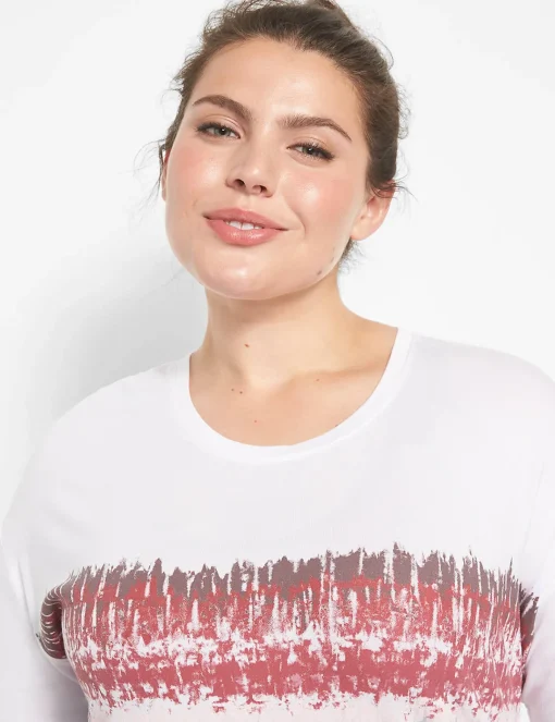 Livi Active Tops^Lane Bryant Livi Scoop-Neck Curved-Hem Tunic - Dye Effect Desert Tie Dye