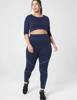 Livi Active Tops^Lane Bryant Livi Seamless Fitted Sleeve-Detail Crop Tee Maritime Blue