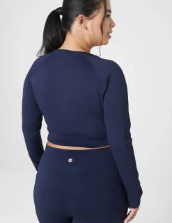 Livi Active Tops^Lane Bryant Livi Seamless Fitted Sleeve-Detail Crop Tee Maritime Blue