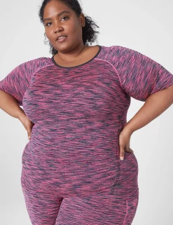 Livi Active Tops^Lane Bryant Livi Seamless Fitted Spacedye Top Pink Yarrow
