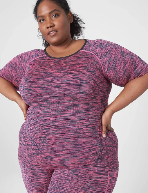 Livi Active Tops^Lane Bryant Livi Seamless Fitted Spacedye Top Pink Yarrow