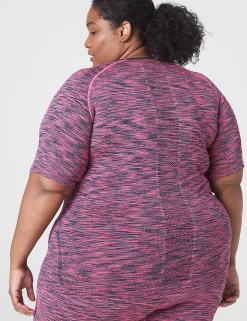 Livi Active Tops^Lane Bryant Livi Seamless Fitted Spacedye Top Pink Yarrow